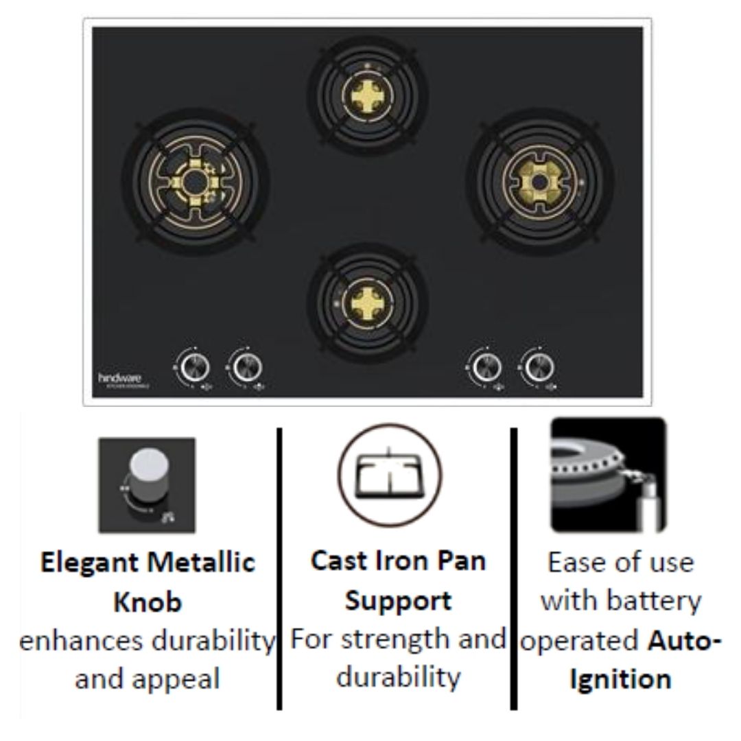 Hindware 76 cm 4 Burner Hob ANGELA 4B 76