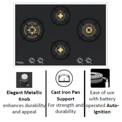 Hindware 76 cm 4 Burner Hob ANGELA 4B 76
