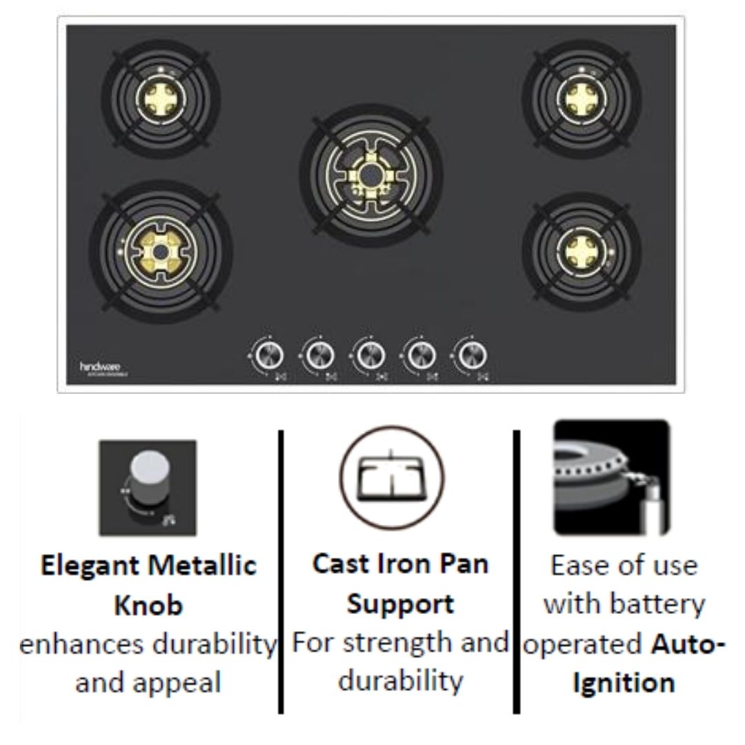 Hindware 86 cm 5 Burner Hob CAMELIA 5B 86