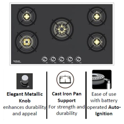 Hindware 86 cm 5 Burner Hob CAMELIA 5B 86