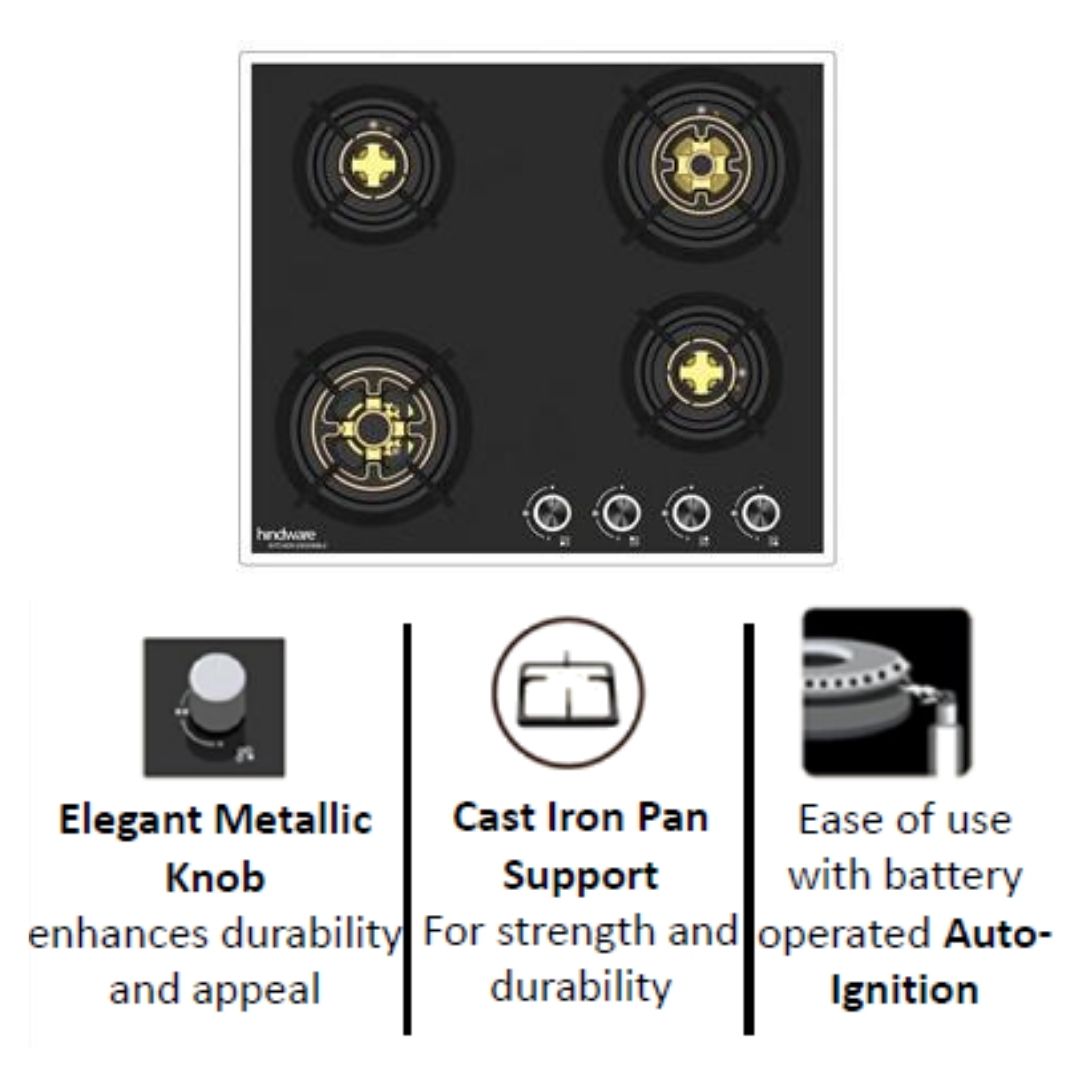 Hindware 60 cm 4 Burner Hob ERICA 4B 60