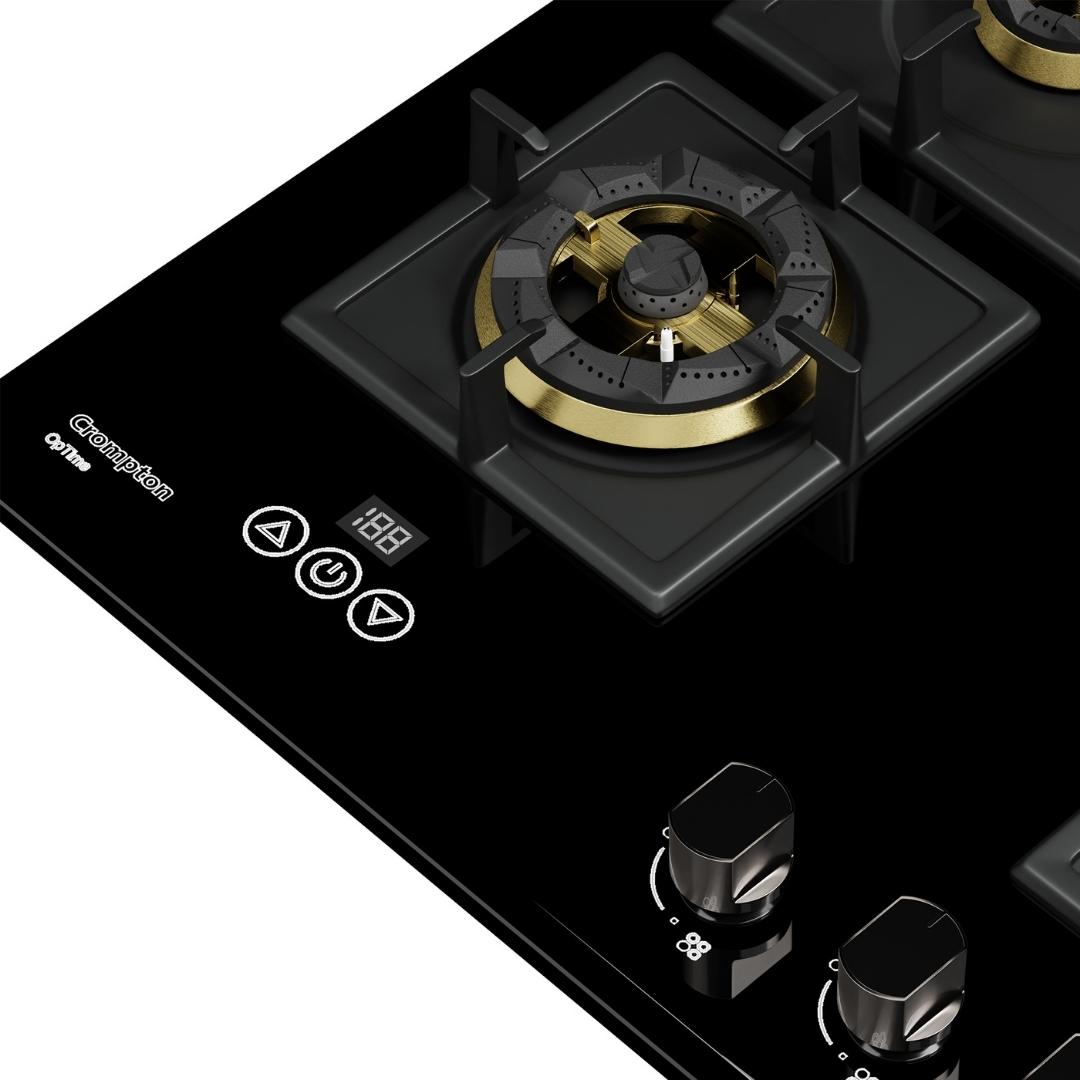 Crompton 60 cm 4 Burner Hob Optime Series HOB-OPFB604TI-MBL
