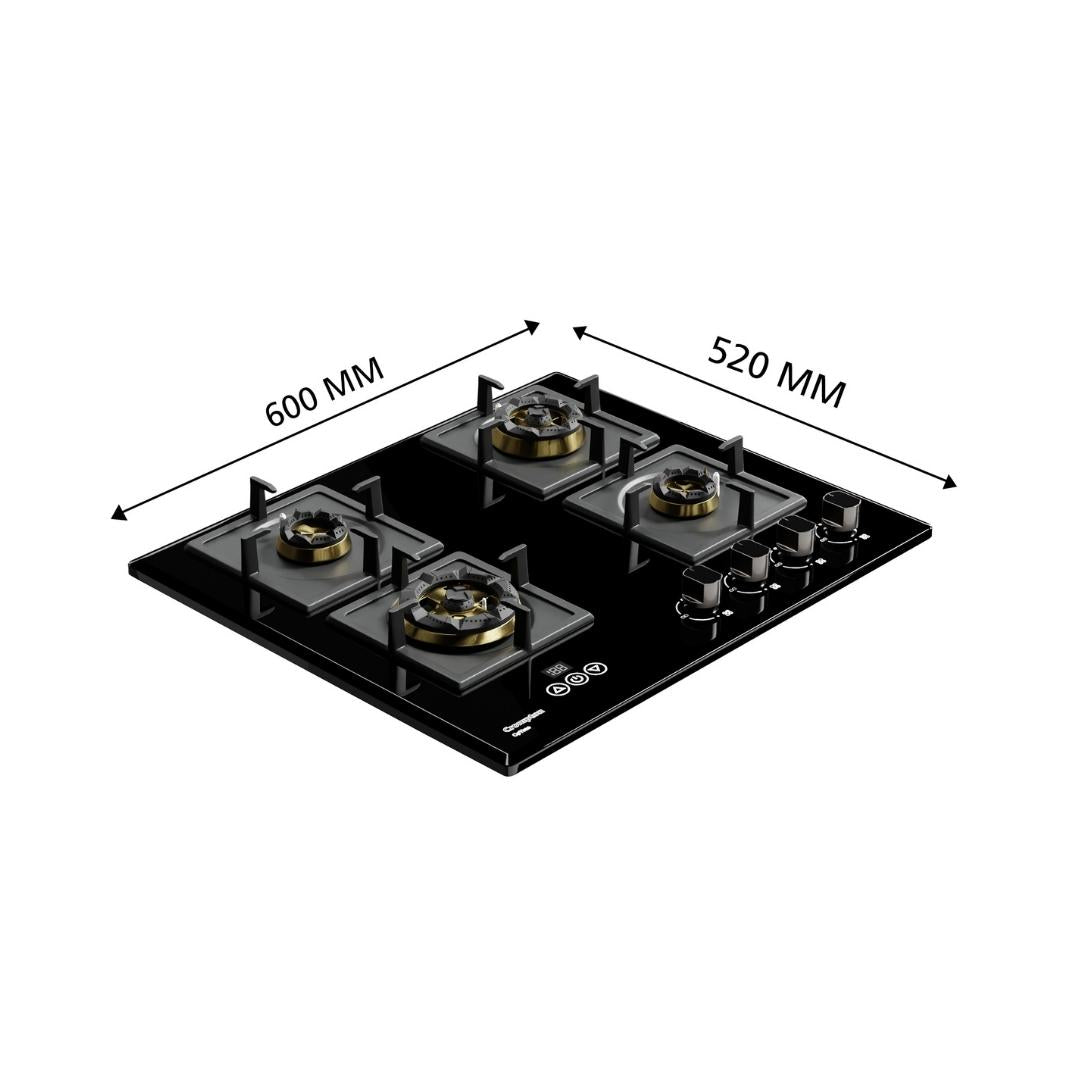 Crompton 60 cm 4 Burner Hob Optime Series HOB-OPFB604TI-MBL