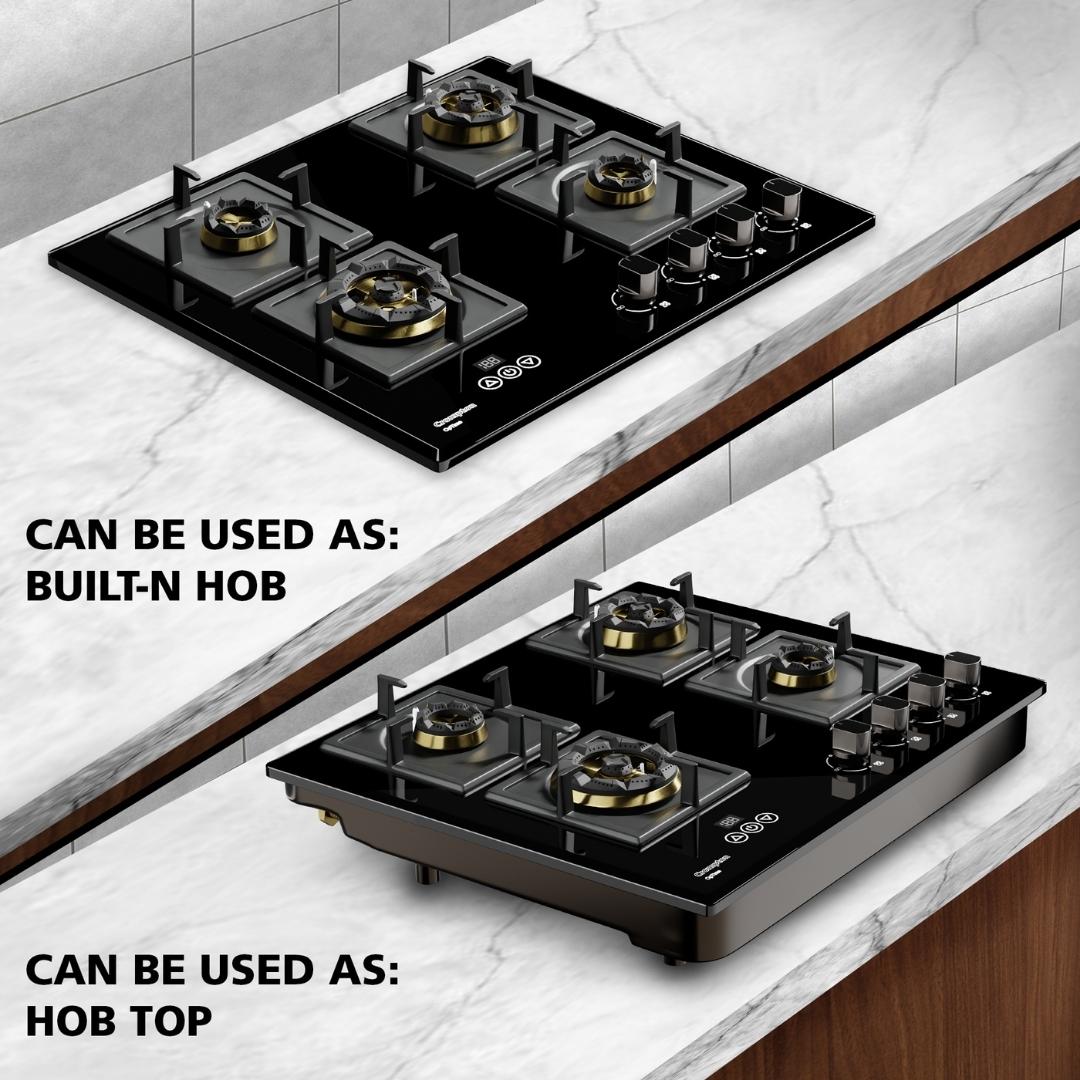 Crompton 60 cm 4 Burner Hob Optime Series HOB-OPFB604TI-MBL