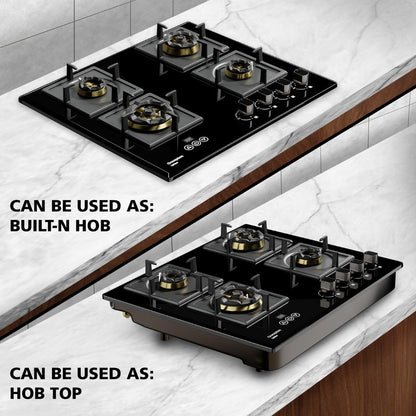 Crompton 60 cm 4 Burner Hob Optime Series HOB-OPFB604TI-MBL