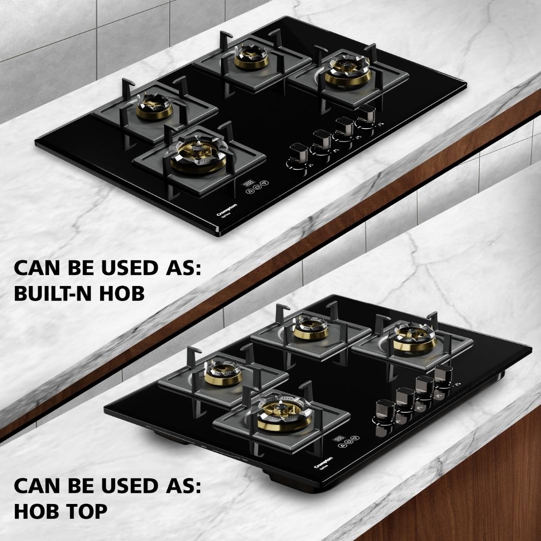 Crompton 78 cm 4 Burner Hob Optime Series HOB-OPFB784TI-MBL