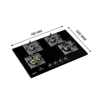 Crompton 78 cm 4 Burner Hob Optime Series HOB-OPFB784TI-MBL