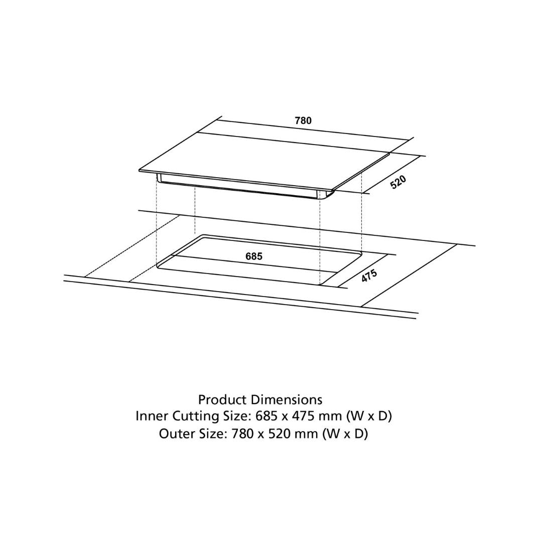 Crompton 78 cm 4 Burner Hob Optime Series HOB-OPFB784TI-MBL