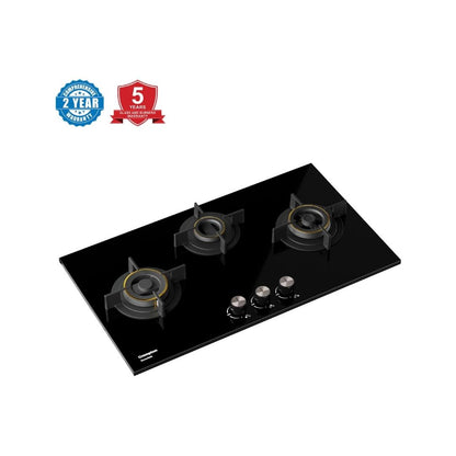 Crompton 78 cm 3 Burner Hob Sensosafe HOB-SSHB783-MBL