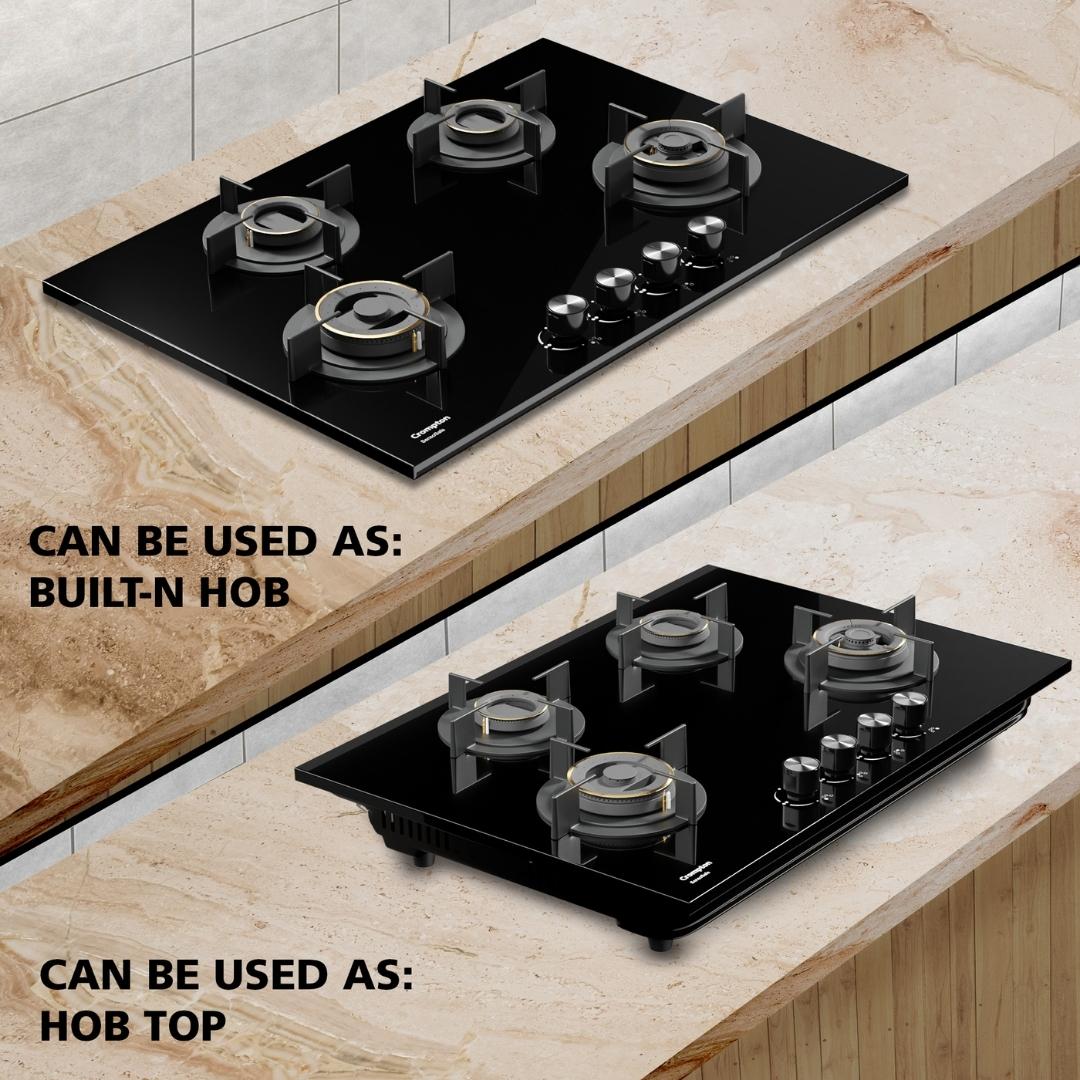 Crompton 78 cm 4 Burner Hob Sensosafe HOB-SSHB784-MBL