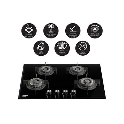 Crompton 78 cm 4 Burner Hob Sensosafe HOB-SSHB784-MBL