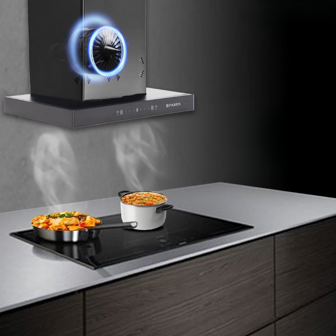 Faber 60 cm Wall Mounted Chimney HOOD CYGNUS IN 3D HC SC FL BK 60