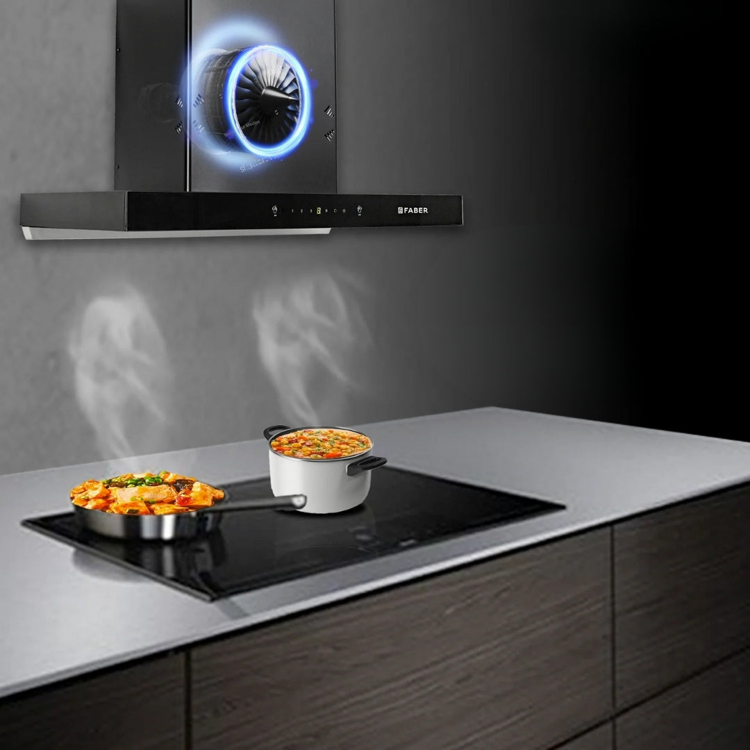 Faber 75 cm Wall Mounted Chimney HOOD CYGNUS IN 3D HC SC FL BK 75