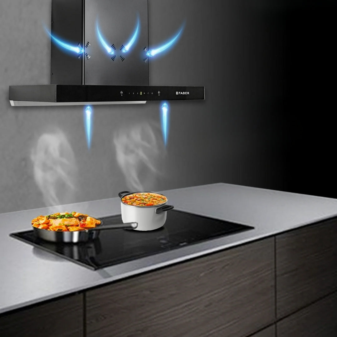 Faber 75 cm Wall Mounted Chimney HOOD CYGNUS IN 3D HC SC FL BK 75