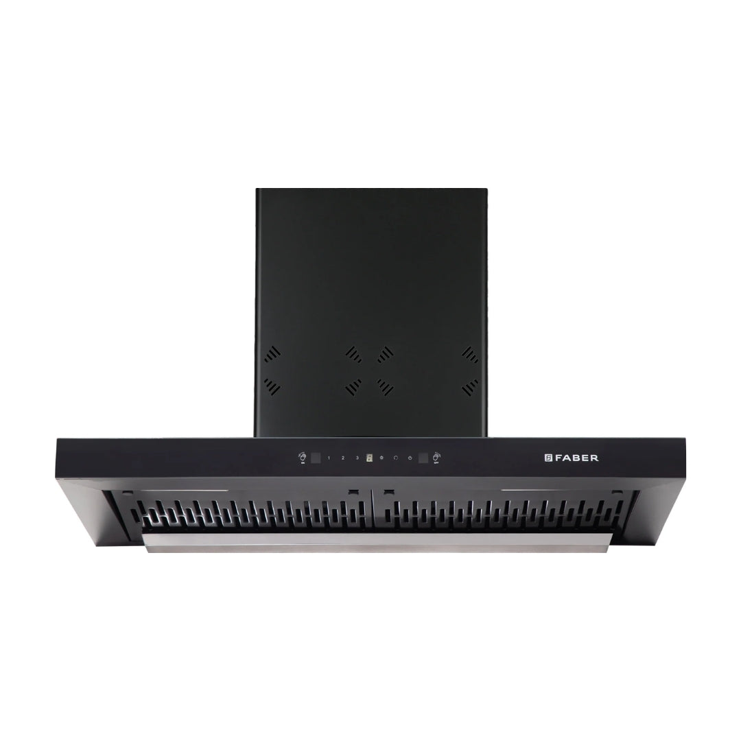 Faber 90 cm Wall Mounted Chimney HOOD CYGNUS IN 3D HC SC FL BK 90