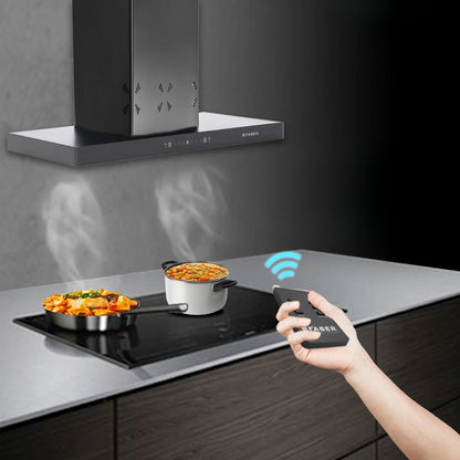 Faber 90 cm Wall Mounted Chimney HOOD CYGNUS IN 3D HC SC FL BK 90