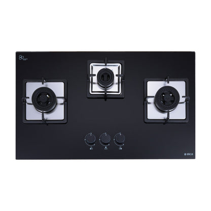 Elica 75 cm Wall Mounted Chimney WDAT HAC 75 MS NERO + Elica 75 cm 3 Burner Hob DFS AB Series IND FLEXI AB 375 DX DFS