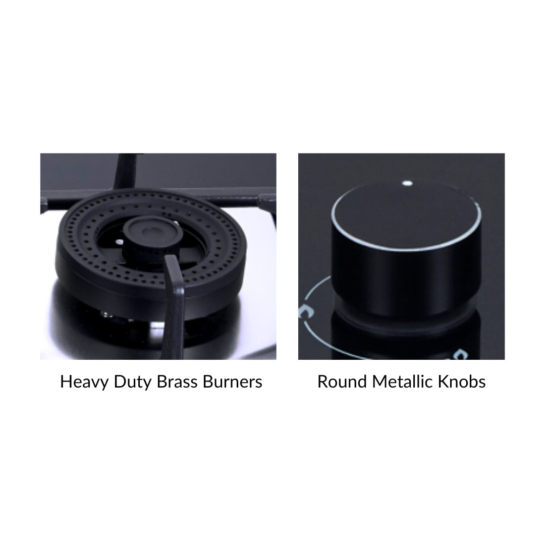 Elica 75 cm Wall Mounted Chimney WDAT HAC 75 MS NERO + Elica 75 cm 3 Burner Hob DFS AB Series IND FLEXI AB 375 DX DFS