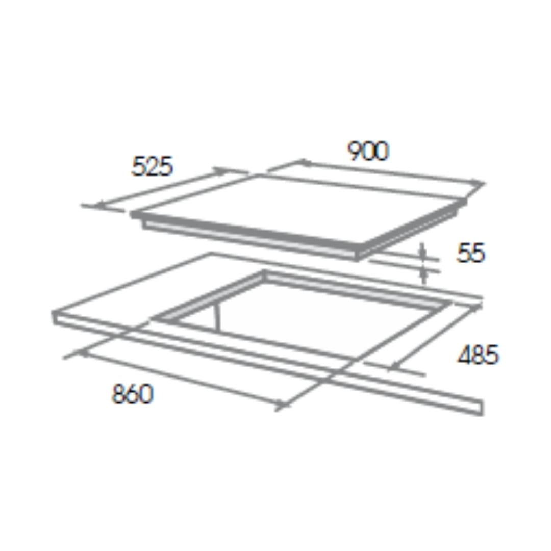 Elica 90 cm 4 Burner Hob Direct Flame Series IND FLEXI FB 491 DX DFS