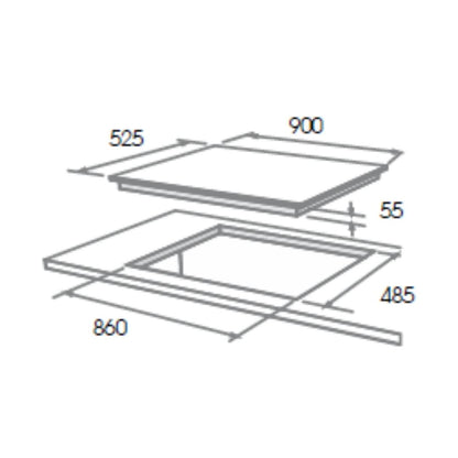Elica 90 cm 4 Burner Hob Direct Flame Series IND FLEXI FB 491 DX DFS