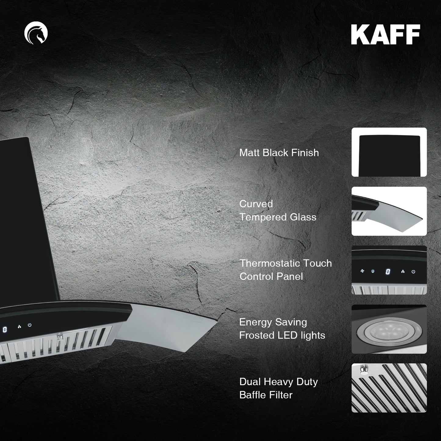 Kaff 90 cm Wall Mounted Chimney Dry Heat Auto clean LIZ DHC 90