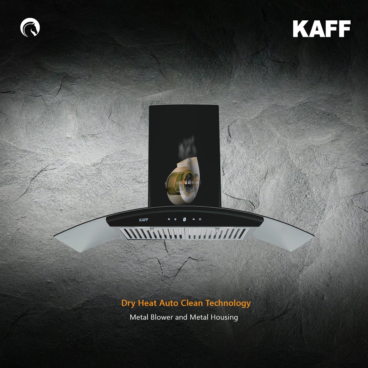 Kaff 90 cm Wall Mounted Chimney Dry Heat Auto clean LIZ DHC 90