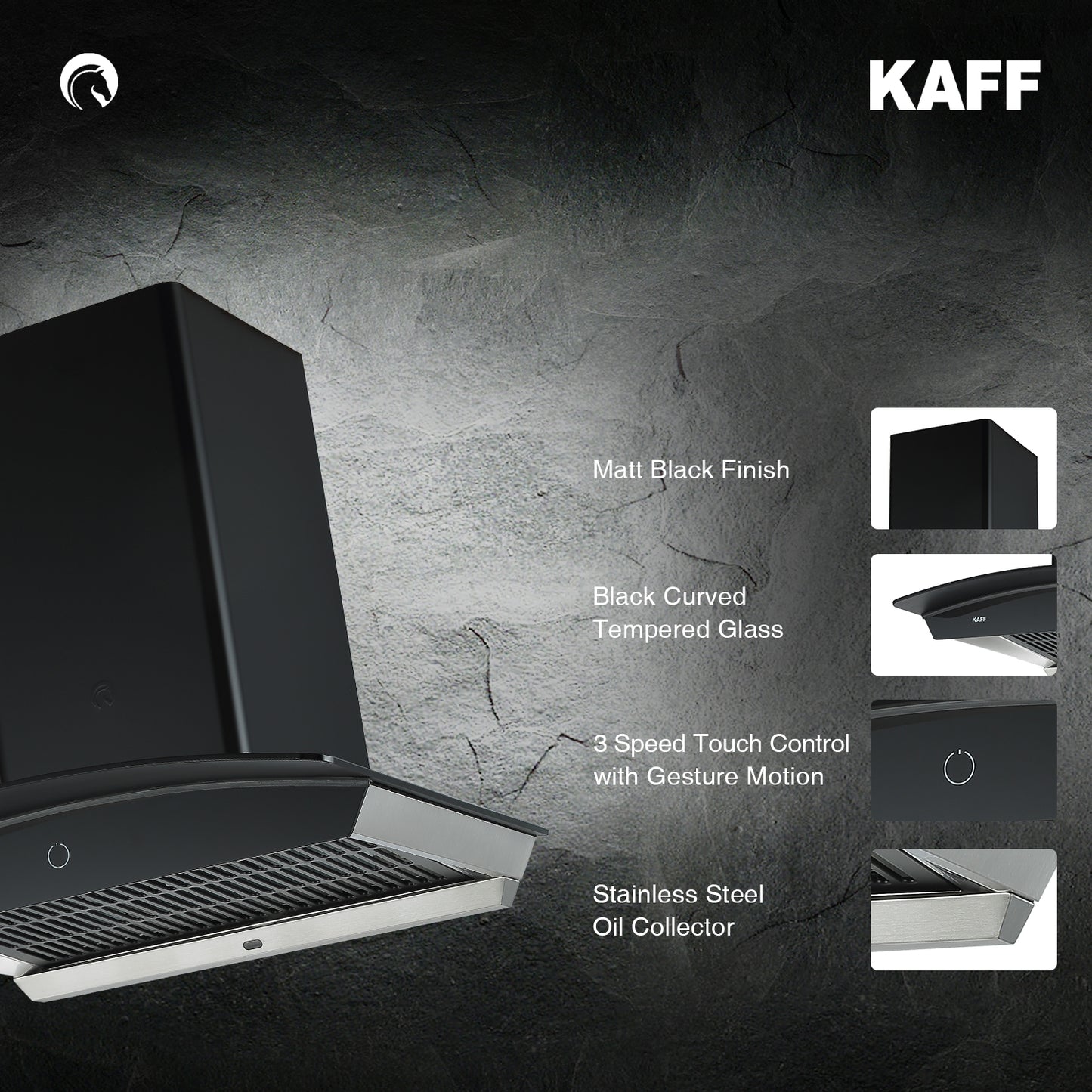 Kaff 60 cm Wall Mounted Chimney Filterless Series ROVER DHC 60