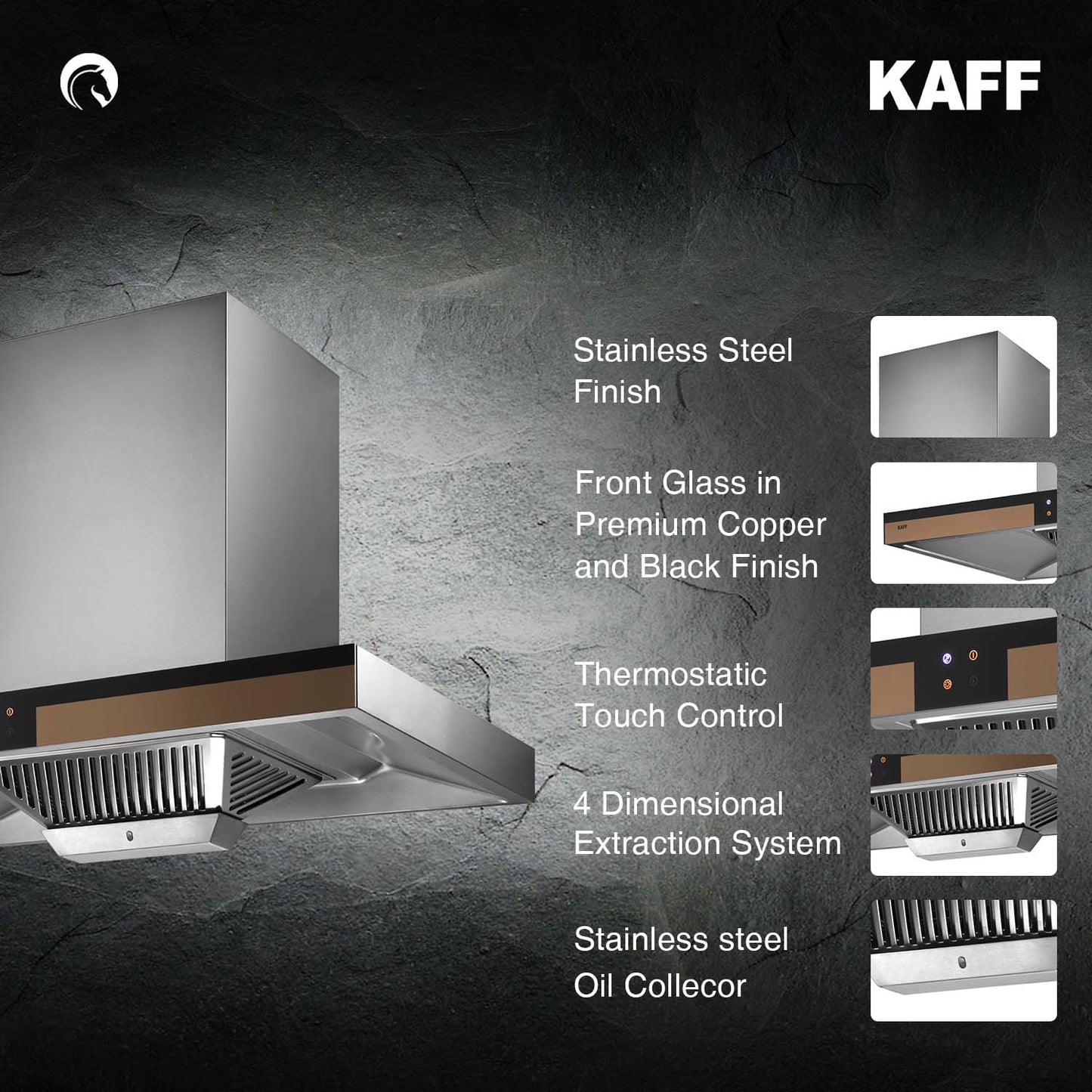Kaff 90 cm Wall Mounted Chimney Filterless Series VIOLA DHC 90