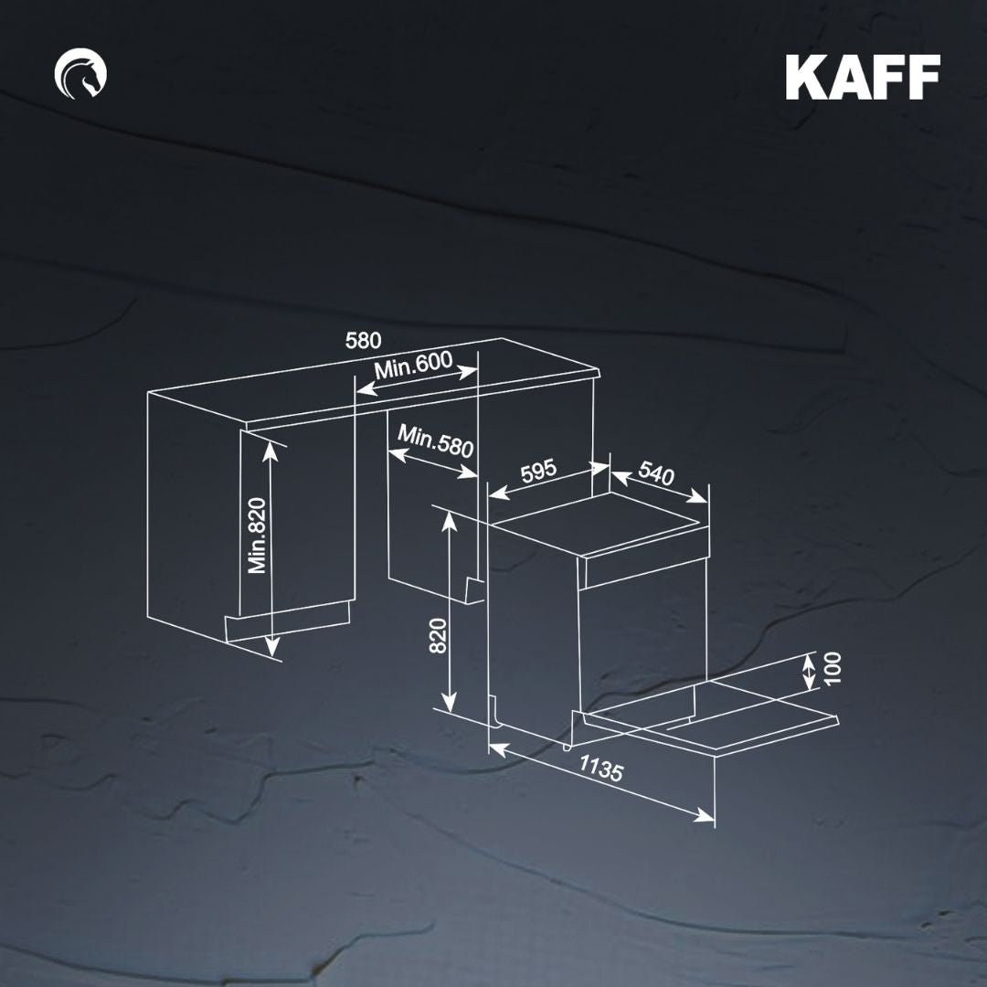 Kaff Built In Dishwasher KDW BIN 60 INTRA with 14 Place Settings