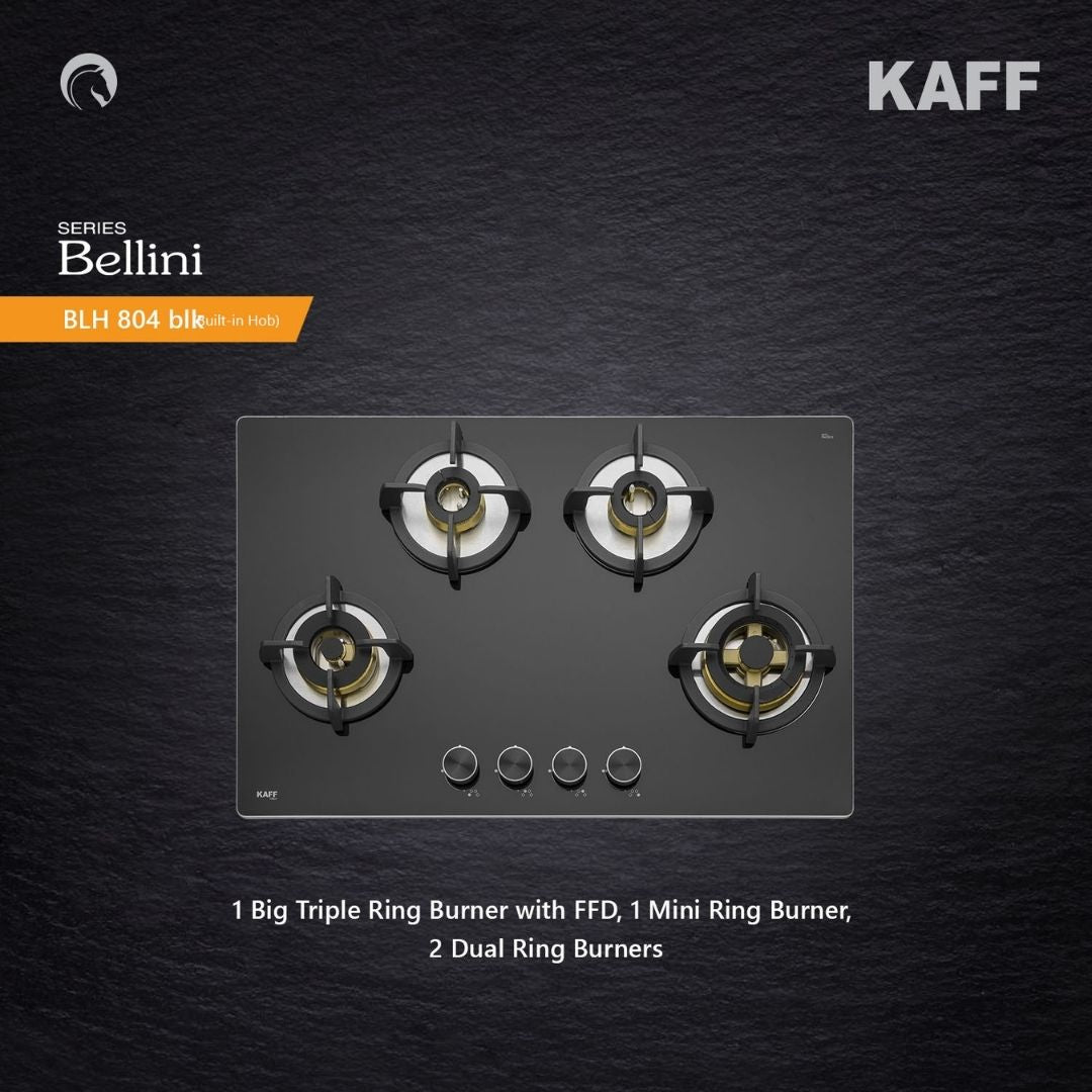 Kaff 80 cm 4 Burner Hob Bellini BLH 804X BL