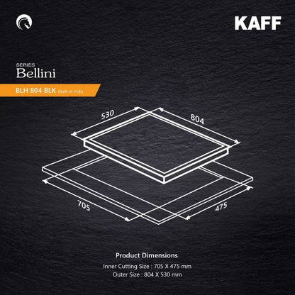 Kaff 80 cm 4 Burner Hob Bellini BLH 804X BL