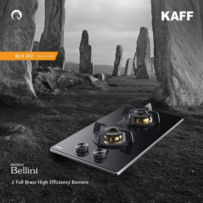 Kaff 60 cm Wall Mounted Chimney ASHPRO 60 DC - BLDC + Kaff 30 cm 2 Burner Hob Bellini F BLHF 302X + Kaff 2 Zones Induction Hob IND 32