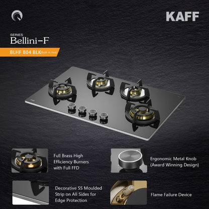 Kaff 80 cm 4 Burner Hob Bellini F BLHF 804X BL