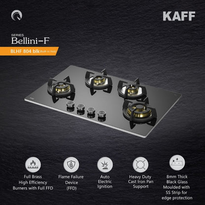 Kaff 80 cm 4 Burner Hob Bellini F BLHF 804X BL