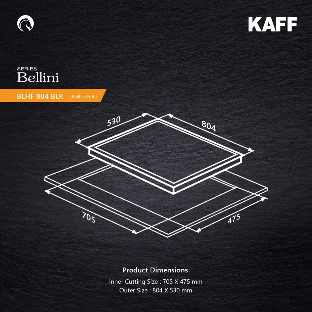 Kaff 80 cm 4 Burner Hob Bellini F BLHF 804X BL