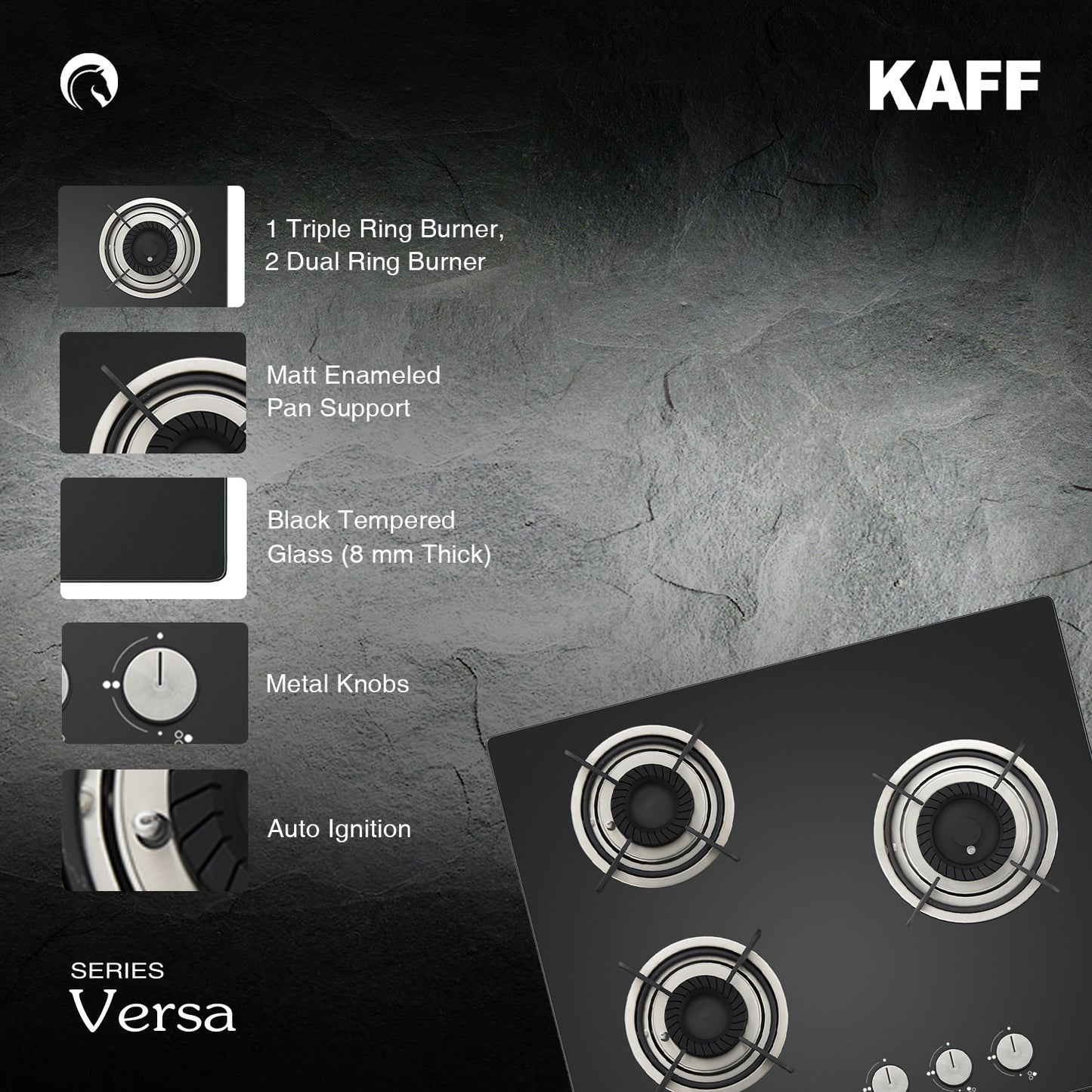 Kaff 60 cm 3 Burner Hob Crista CRH 603