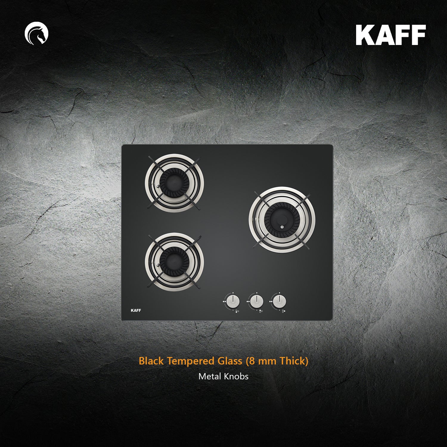 Kaff 60 cm Wall Mounted Chimney Filterless Series MAINZ DHC 60 + Kaff 60 cm 3 Burner Hob Crista CRH 603