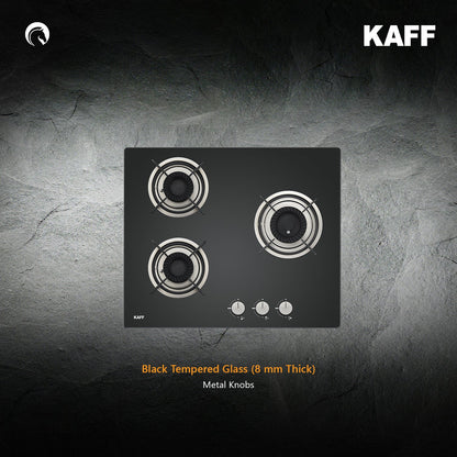 Kaff 60 cm Wall Mounted Chimney Filterless Series MAINZ DHC 60 + Kaff 60 cm 3 Burner Hob Crista CRH 603