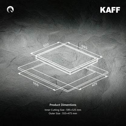 Kaff 60 cm Wall Mounted Chimney Filterless Series ASHPRO DHC 60 + Kaff 60 cm 4 Burner Hob Crista CRH 604