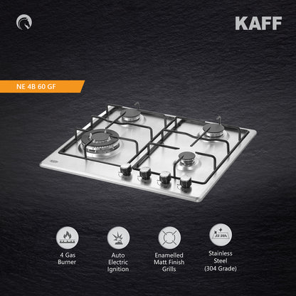 Kaff 60 cm 4 Burner Hob Essential Range NE 4B 60 SSX