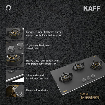 Kaff 78 cm 3 Burner Hob Massimo MSM 783X