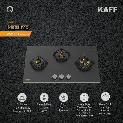 Kaff 78 cm 3 Burner Hob Massimo MSM 783X