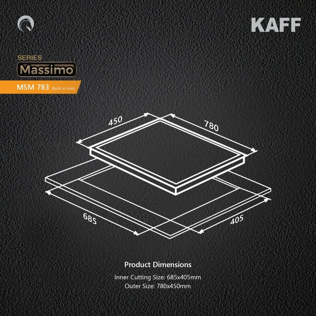 Kaff 78 cm 3 Burner Hob Massimo MSM 783X