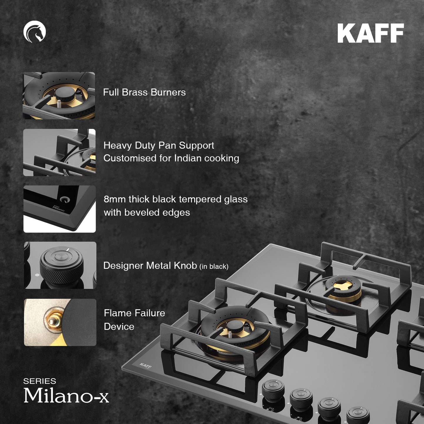 Kaff 76 cm 4 Burner Hob Milano x MFBX 764