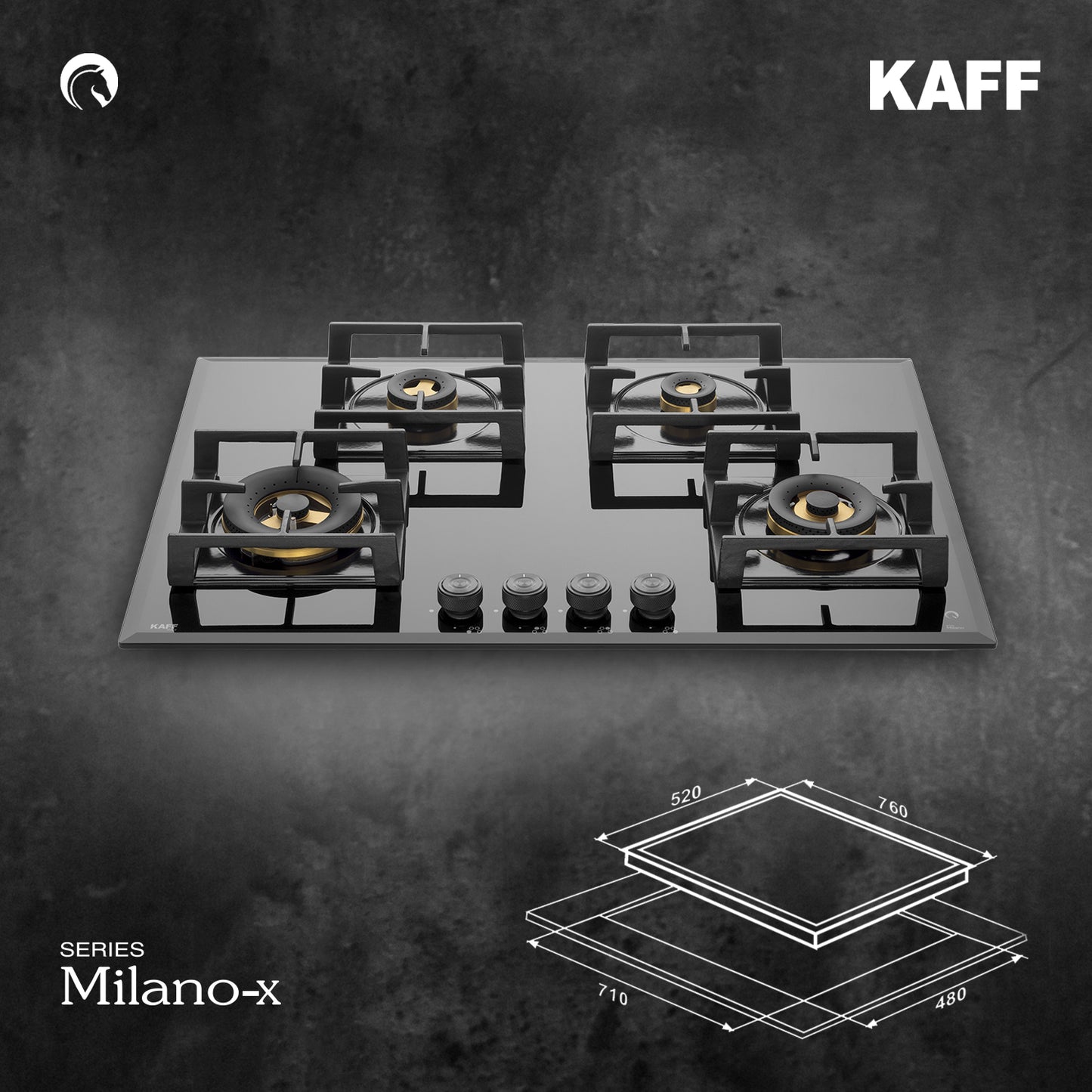 Kaff 76 cm 4 Burner Hob Milano x MFBX 764