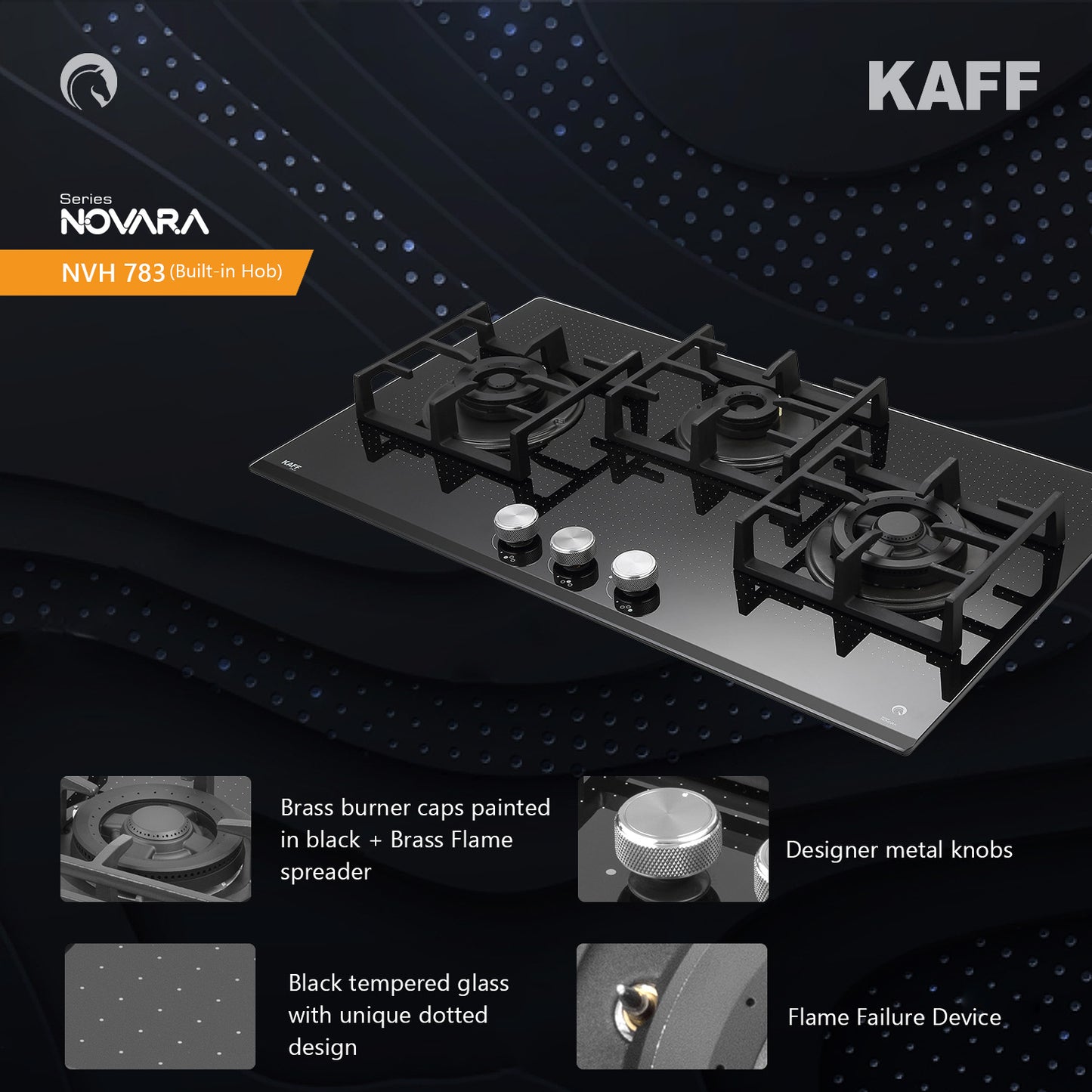 Kaff 78 cm 3 Burner Hob Novara NVH 783