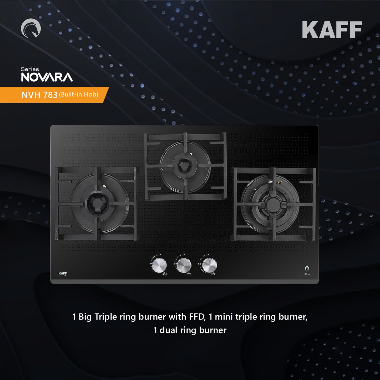 Kaff 78 cm 3 Burner Hob Novara NVH 783
