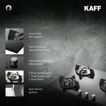 Kaff 60 cm 3 Burner Hob Premier Range KH 60 BR 31X