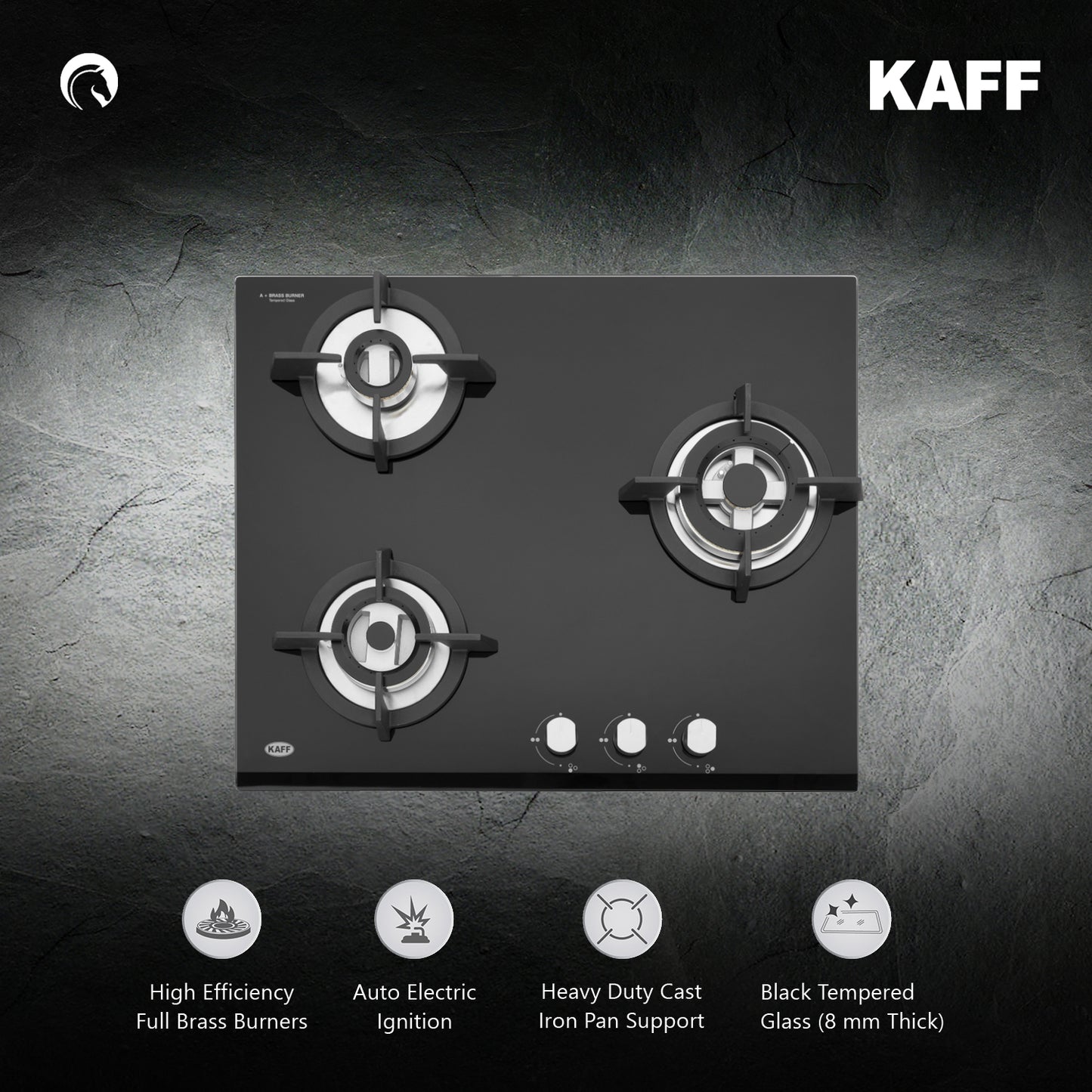 Kaff 60 cm 3 Burner Hob Premier Range KH 60 BR 31X