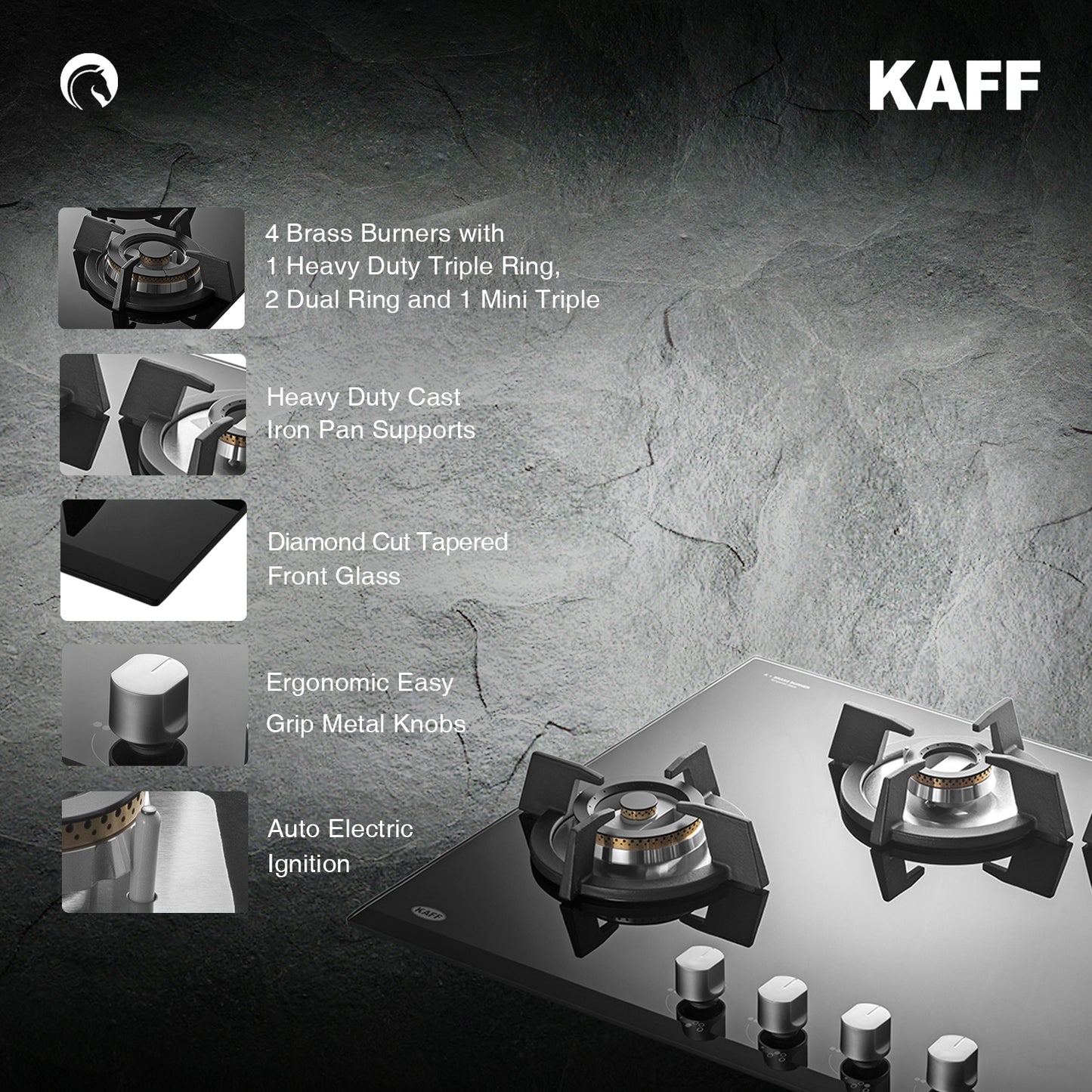 Kaff 78 cm 4 Burner Hob Premier Range KH 78 BR 47X